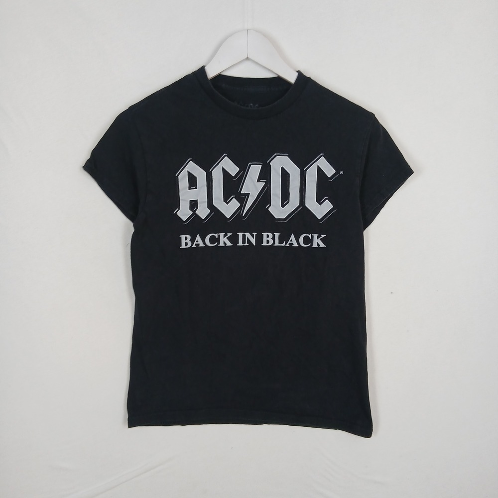 AC/DC Back in Black Graphic Band T-Shirt Black Small S/P 100% Cotton Rock Tee